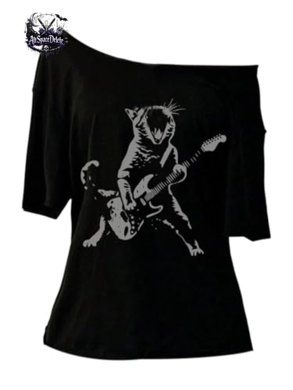 Off Shoulder Graphic Tee Y2K Grunge Streetwear T-Shirt